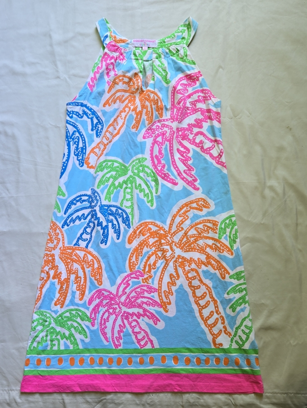Colorful Palm-Print Halter Kids Dress - Bright Multi